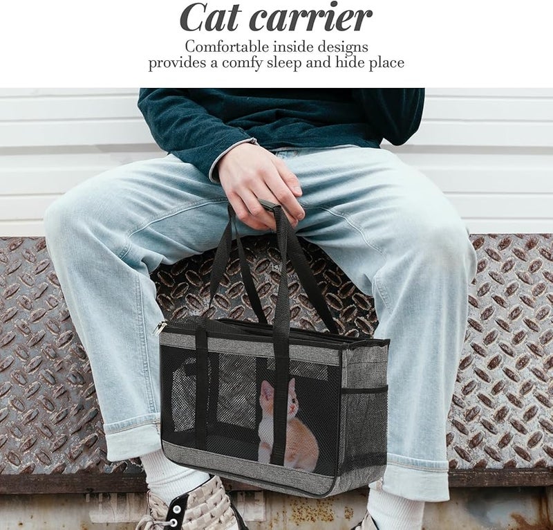 Large Soft Sided Outdoor Cat Carrier Breathable Handheld Pet Travel Bag For Warm Weather - Image 4